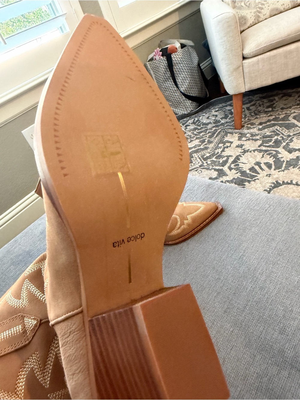 Women’s Dolce Vita Tan Western Cowboy Ankle Boots Sz. 8.5 - Picture 5 of 5